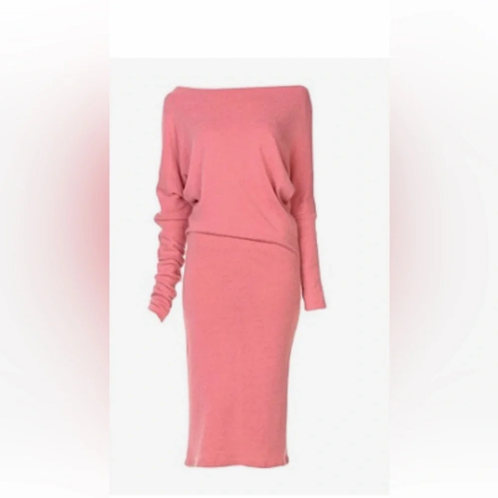 SOUVENIR- pink sweater half sleeve dress 80%POLYESTER 15%VISCOSA  5 %ELASTANE - Picture 2 of 8